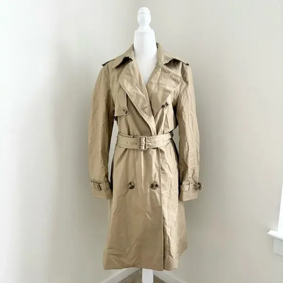 mango - NWT double breasted longline trench coat jacket belted waist tie tan - Picture 2 of 8